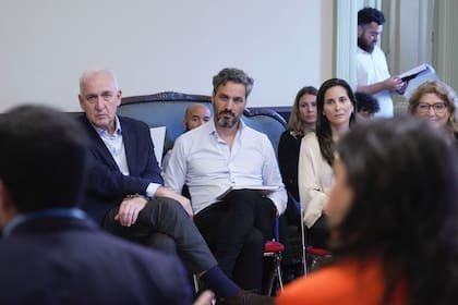 Santiago Cafiero y su nuevo look, durante la reunión con diputados y parlamentarios del Mercosur