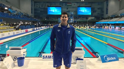 Santiago Grassi en la pileta del Mundial de Budapest