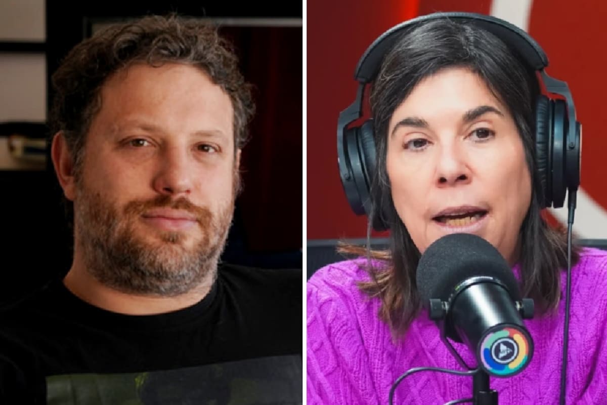 Santiago Oría, director de Realización Audiovisual de la Presidencia de la Nación, junto a la periodista María O'Donnell