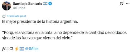 Santiago Santurio celebro el acto del Presidente en el Movistar Arena (Fuente: @Turios)