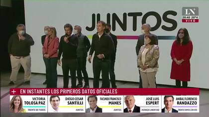 Santilli y Manes juntos en el búnker de Juntos por el Cambio