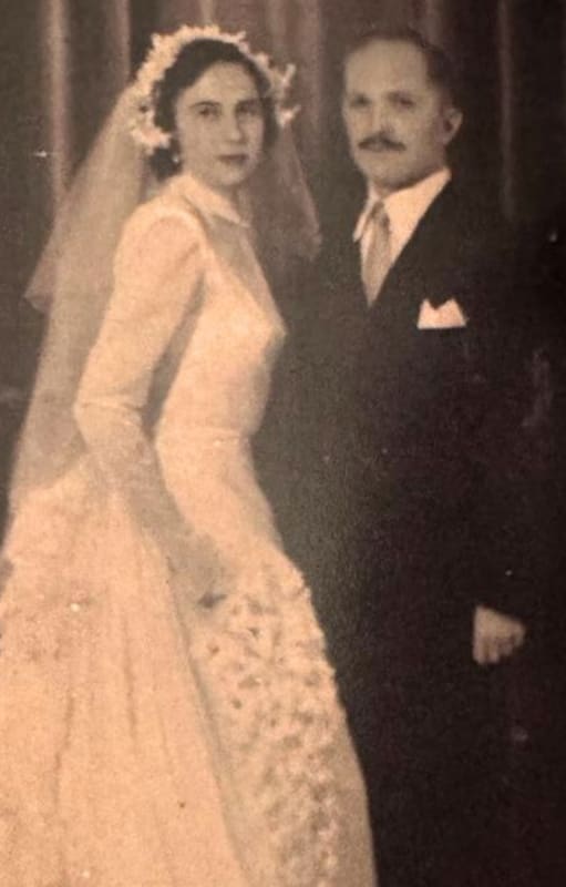 Sarita y Moises Roitman el día de su casamiento