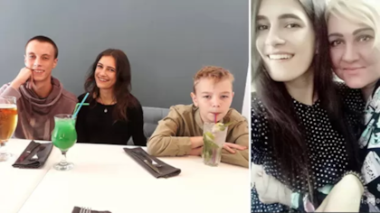Sasha, Diana y Maxim, y Diana con su madre Irina