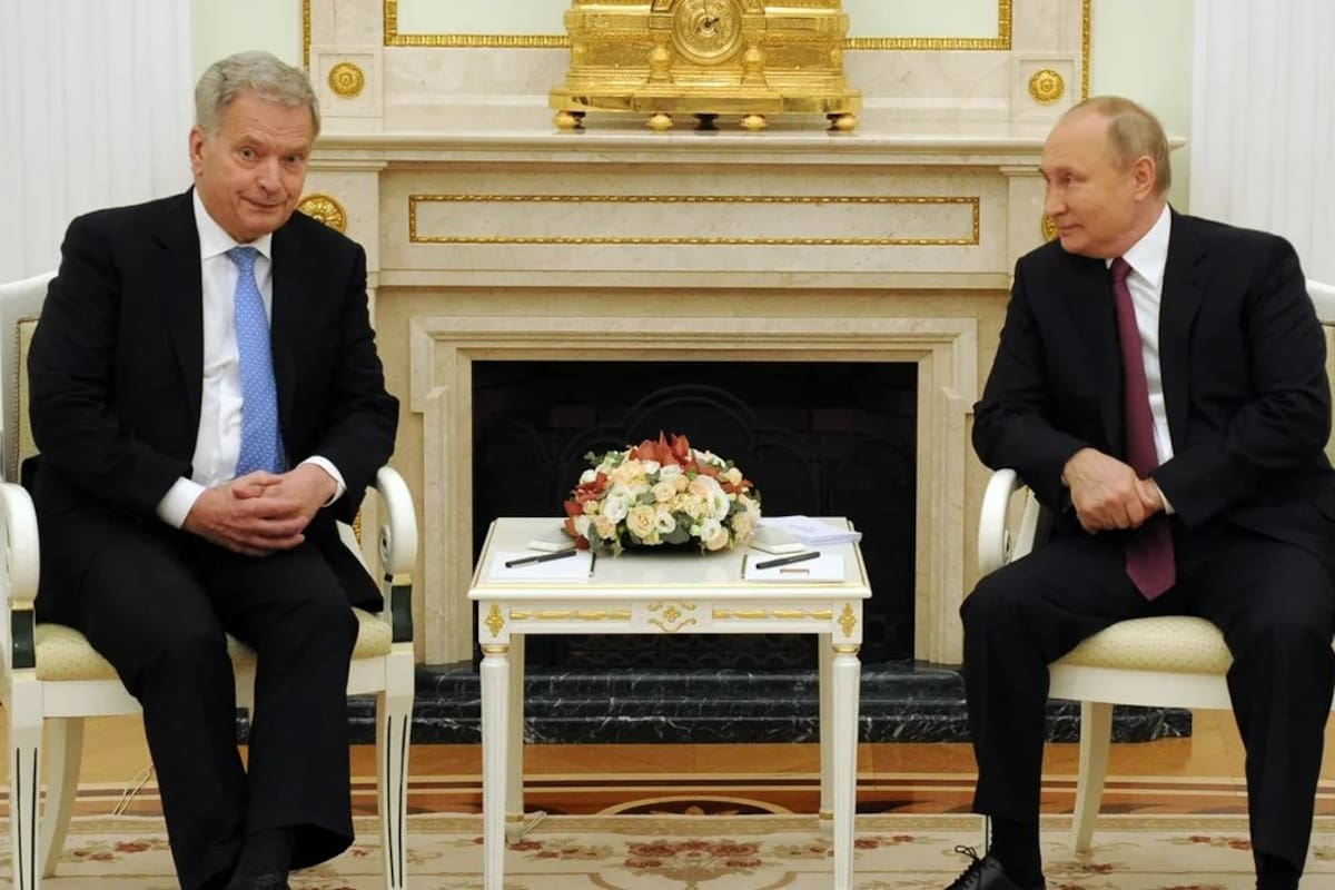 Sauli Niinistö, el presidente de Finlandia reunido con Vladimir Putin, premier ruso. Fuente: Twitter, @niinisto