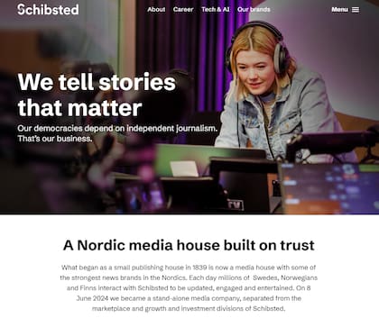 Schibsted es el mayor grupo nórdico de medios que tiene marcas de gran reputación como VG, Aftonbladet y Aftenposten, entre otras