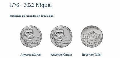 Se aprecia a Thomas Jefferson y la mansión de Monticello. La D corresponde a Denver y la P a Filadelfia (Casa de Moneda de Estados Unidos)