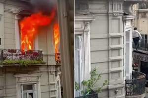 Se colgó de un cable para escapar de un incendio, pero su cabeza golpeó contra la mampostería y además se quemó