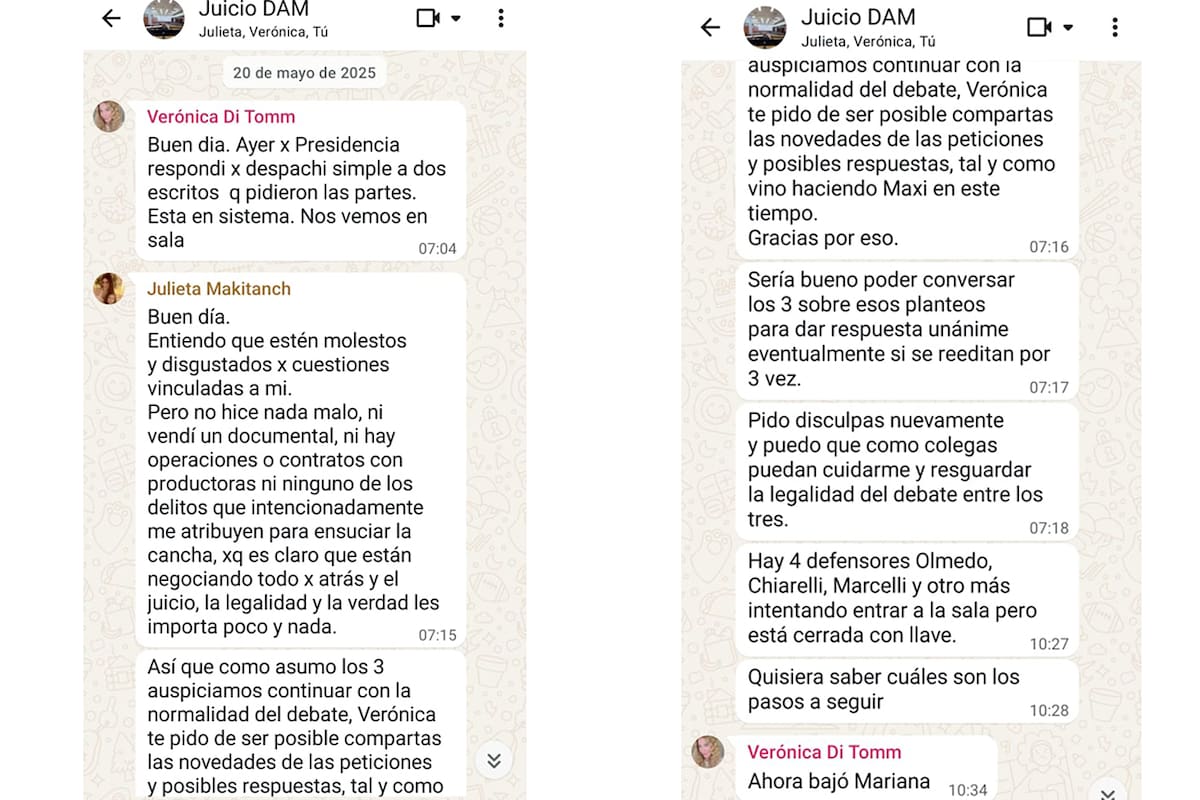 Se conocieron más chats entre los jueces del malogrado juicio por la muerte de Diego Maradona
