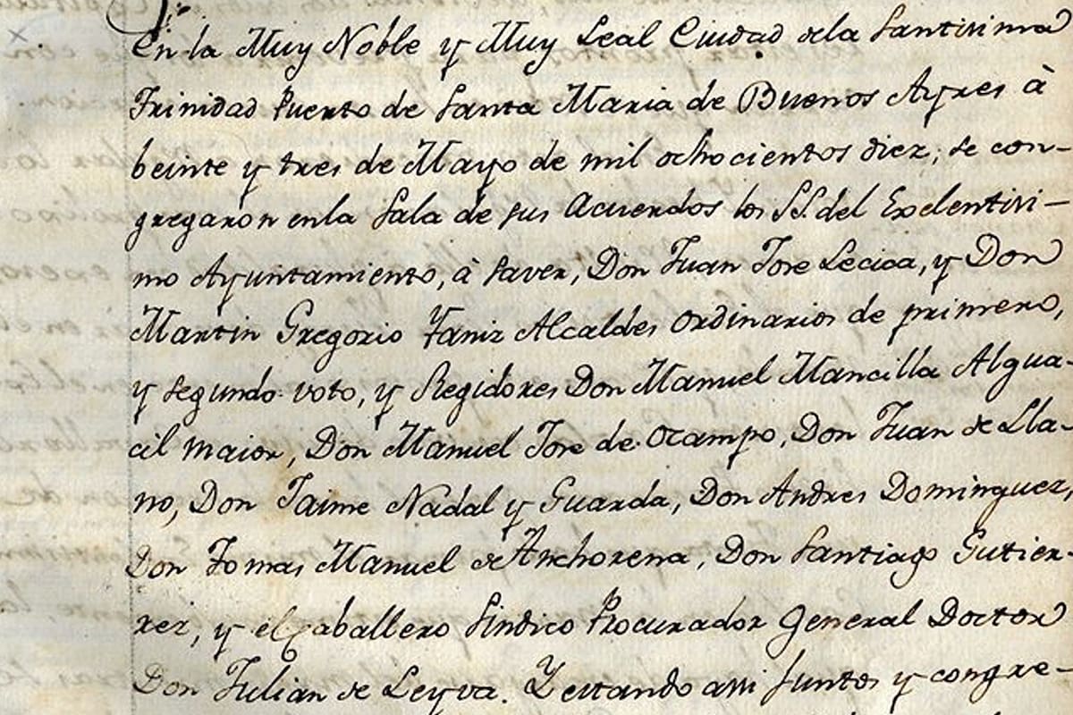 Se crea una junta de representantes y cesa el mando del Virrey Cisneros, 23 de mayo de 1810