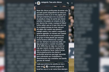 Se despidió del club y su mensaje se viralizó (Foto captura @eli_nvalido)
