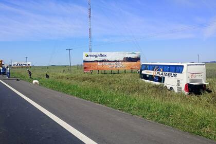 Se despistó un micro en la ruta 2: el chofer sufrió un paro cardíaco y murió