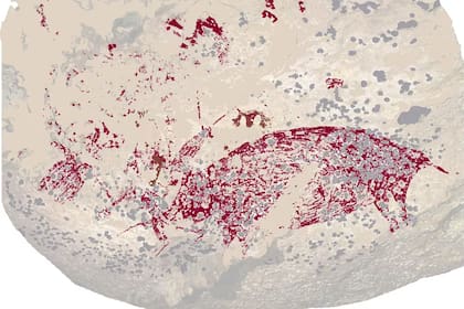 Se determinó que la pintura tenía al menos 51.200 años de antigüedad (Foto de GRIFFITH UNIVERSITY / AFP)