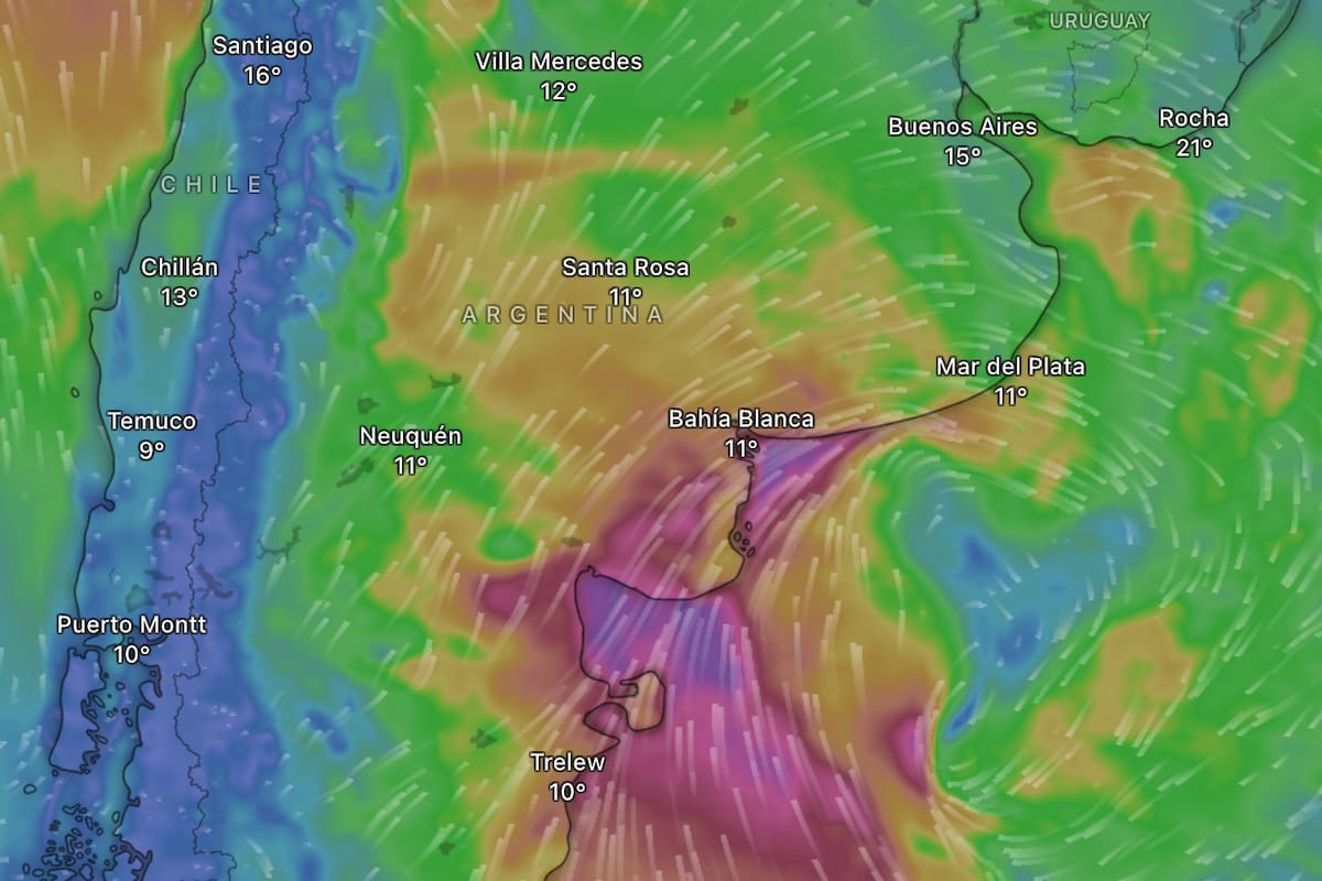 Se espera que el ciclón provoque intensas ráfagas de viento, principalmente en el sur bonaerense