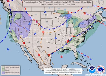 Se espera un clima invernal en el noreste: el frente frío ocasionará lluvias y nevadas ligeras en Nueva York y Vermont en áreas de mayor elevación.