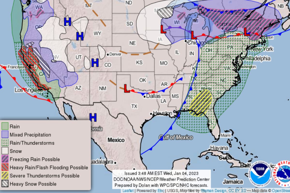 Se esperan condiciones complicadas para este miércoles 4 de enero en California