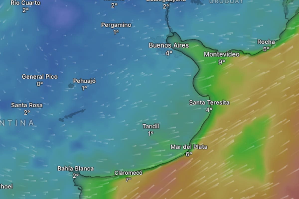 Se esperan fuertes vientos en la costa de la provincia de Buenos Aires