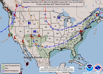 Se esperan lluvias, tormentas eléctricas y un cambio drástico en las temperaturas en el noreste y sureste de Estados Unidos