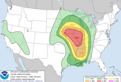 Se esperan lluvias torrenciales en zonas como los Valles de Ohio, Tennessee y el Bajo Mississippi, así como para los Apalaches del Sur