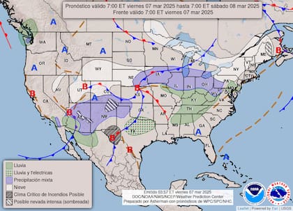 Se esperan nevadas en estados del oeste como Colorado, Nuevo México y Arizona, así como en el noreste, en Maine