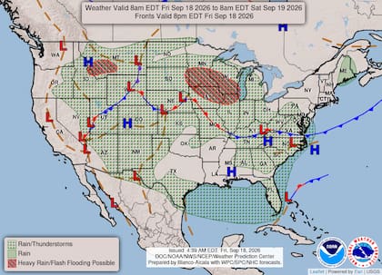 Se esperan probabilidades de lluvia en el sur de Florida muy elevadas (entre el 70% y el 90%)
