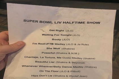 Se filtró el listado de canciones del Super Bowl