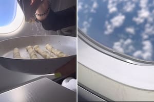 Se llevó sus propios ingredientes y utensilios en el avión (Foto: Captura Tiktok @buonapastaclub)
