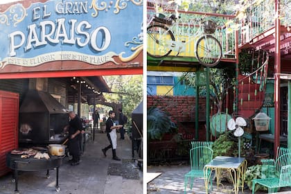 La puesta en escena: muebles de los que se veían en los antiguos patios, filete porteño y mucho color.