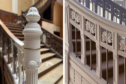 Se preservaron los varillas de bronce que combinan a la perfección con el mobiliario y los detalles metálicos de la ambientación.