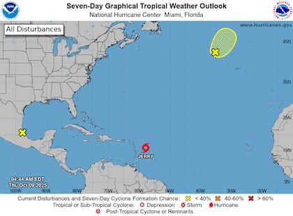 Se prevé que Jerry pase al noreste de las Islas de Sotavento con un riesgo bajo de vientos sostenidos para las islas, aunque las precipitaciones podrían causar inundaciones repentinas en las Islas Vírgenes Británicas, las Islas Vírgenes de EE.UU. y el Caribe oriental