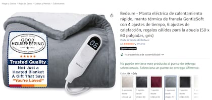 Se puede encontrar una manta eléctrica por menos de 50 dólares en Amazon (amazon)