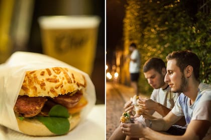 Se puede pedir chori clásico o ahumado para comer en la vereda.
