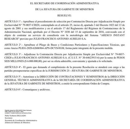 Se trata de cinco contratos millonarios, firmados en plena pandemia