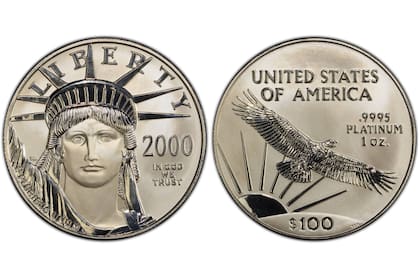 Se trata de un ejemplar de platino emitido por la Casa de la Moneda de Estados Unidos