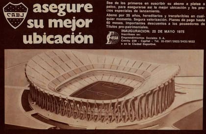 Se vendían abonos de plateas y palcos anticipados para solventar la construcción del estadio, pero las sucesivas crisis económicas hicieron que el proyecto se paralizara primero y se suspendiera después