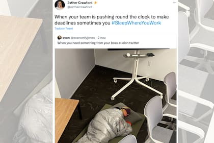 Se viralizó la foto de una gerente de Twitter durmiendo en la oficina