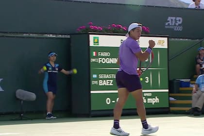 Sebastián Báez llegó a la decena de éxitos sucesivos: se impuso por 7-5 y 6-3 a Fabio Fognini en el Masters 1000 de Indian Wells.