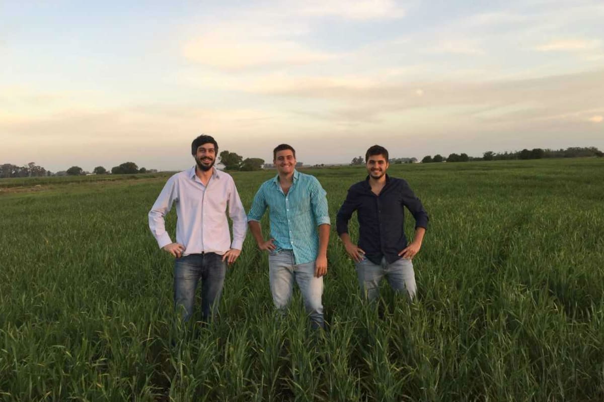 Sebastián Galdeano y Marcos y Tomás Alvarado, creadores de BoosterAgro y el Waze de las lluvias