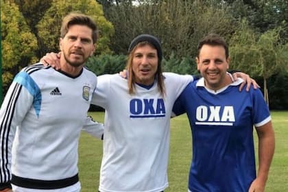 Sebastián Vignolo, Claudio Caniggia y Marcelo Sottile, la tarde que el "Cholo" recordó como un "sueño cumplido"