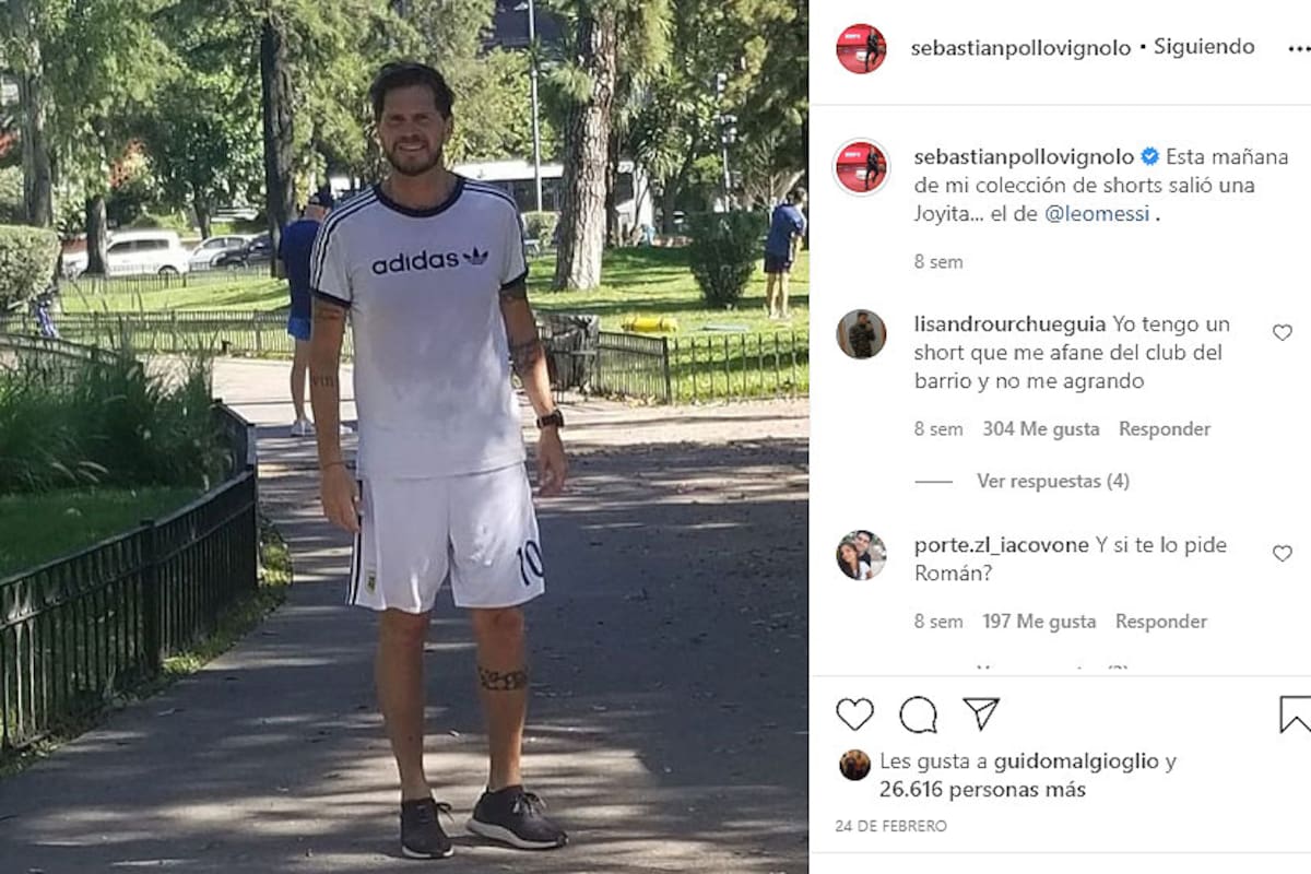 Sebastián Vignolo mostró su colección de pantalones de fútbol con los que entrena
