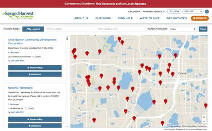 Second Harvest Food Bank of Central Florida tiene un mapa interactivo para encontrar bancos de alimentos en Orlando (Second Harvest Food Bank of Central Florida)