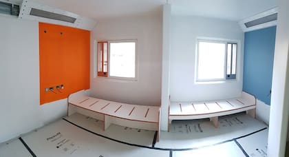 Sector naranja y sector celeste, las dos pares de la habitación doble