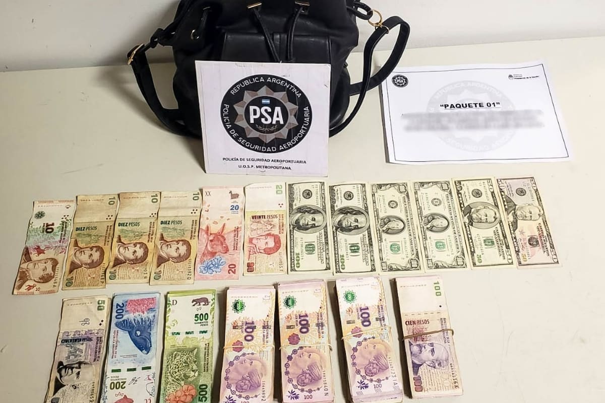 Secuestro de más de 6 millones de pesos y 500 dólares que estaban ocultos en el equipaje de una mujer que iba a abordar en el Aeroparque metropolitano un vuelo a Salta