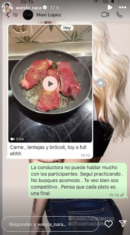 "Seguí practicando", lanzó Wanda ante el entusiasmo de Maxi López