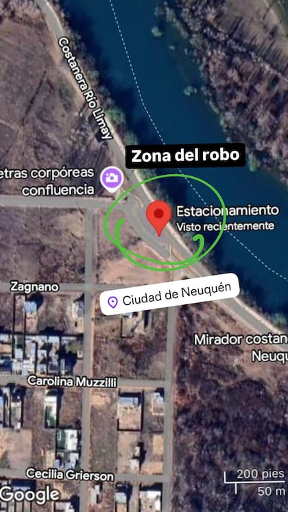 Según detalló en imágenes, el hecho ocurrió en el mirador de la costanera, con vistas al río Limay