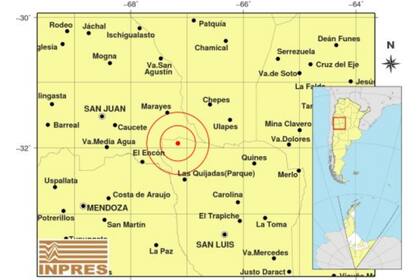 Según el Inpres, el movimiento telúrico se registró a las 23.37 y se originó a una profundidad de 128 kilómetros.