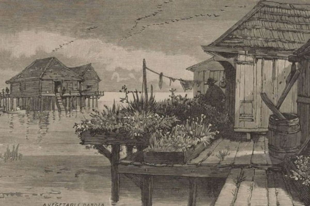 Según los historiadores, los colonos filipinos vivieron en los pantanos de Luisiana en casas elevadas en estacas.