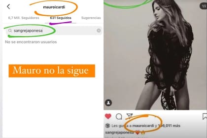 Según mostró Vicky Braier en redes, Mauro Icardi no seguía a la China Suárez, pero le ponía like en las fotos