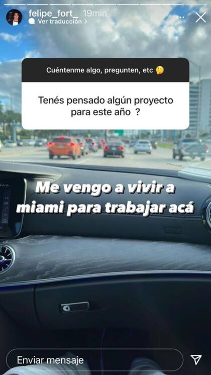 Según reveló Felipe Fort, este año se mudará a Miami