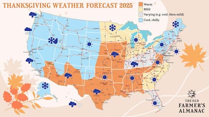 Según The Old Farmer's Almanac, la nieve se concentrará específicamente en el noreste, norte del Medio Oeste, zonas elevadas del oeste Intermontañoso y Alaska