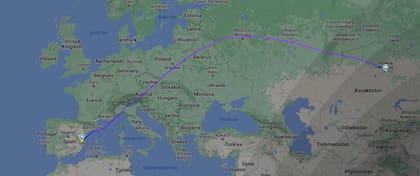 Segundo trayecto de la ruta a China de la comitiva oficial. Fuente: Flightradar24